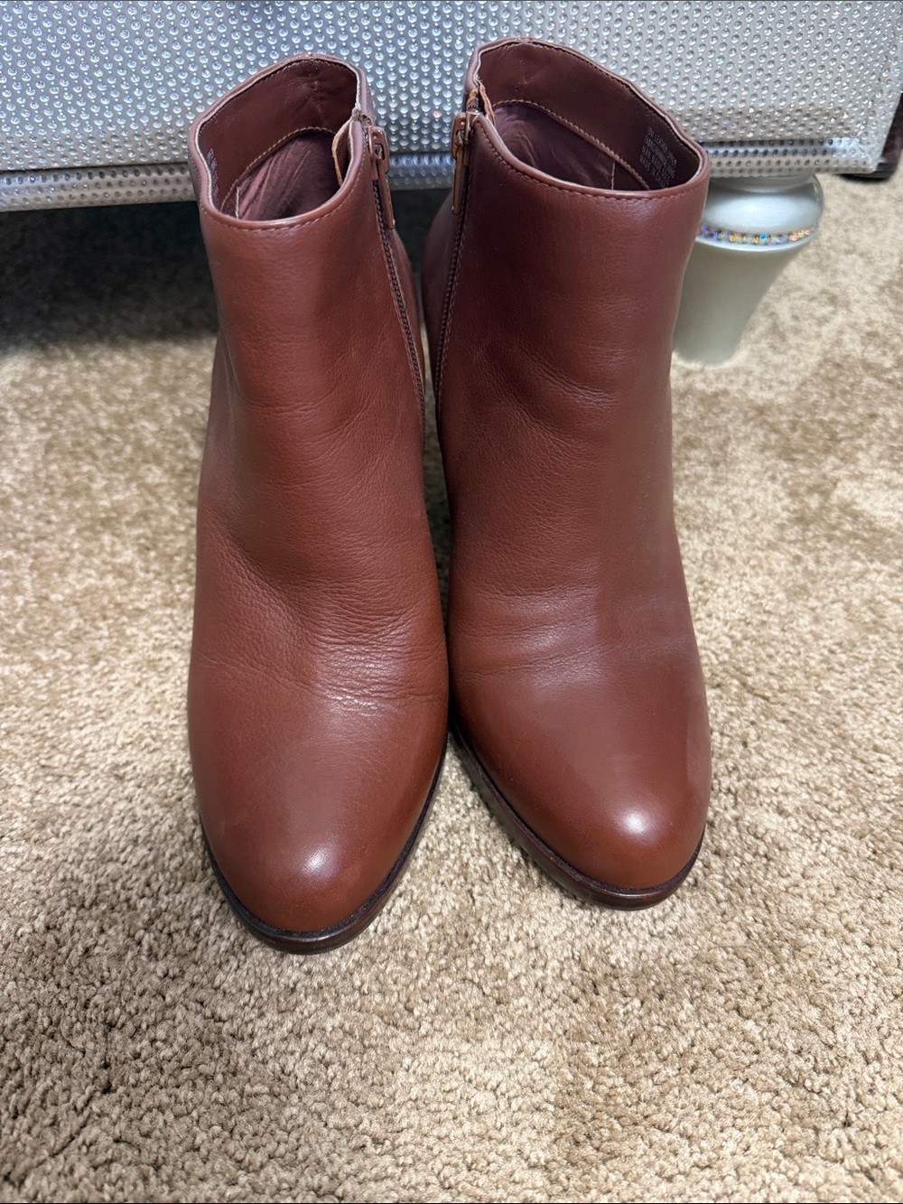 Gianni Bini Chestnut Brown Leather Ankle Booties